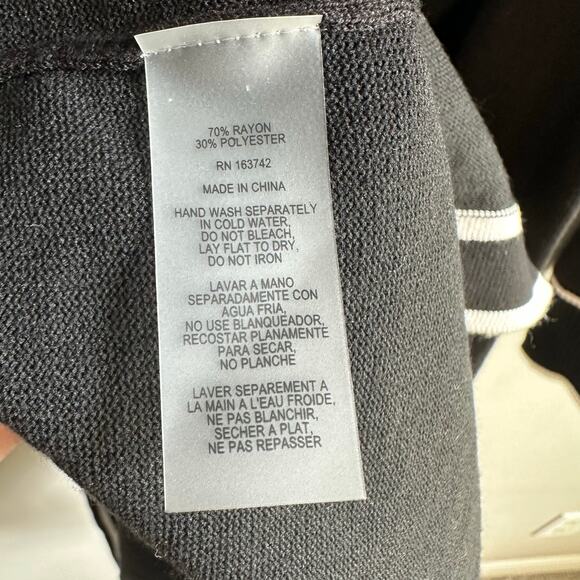 Essentials Milano Long Open Front Cardigan Duster Sweater Black White Gold - Picture 7 of 9